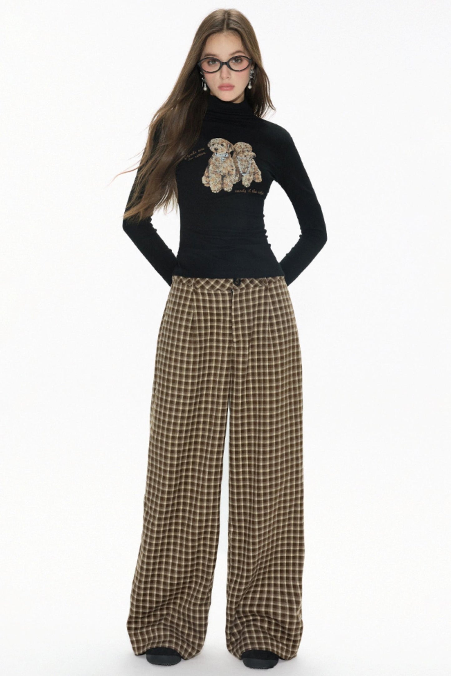 Retro Plaid Straight Pants