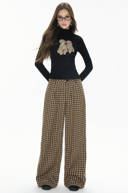 Retro Plaid Straight Pants