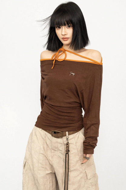 Lace-Up Off-Shoulder Top