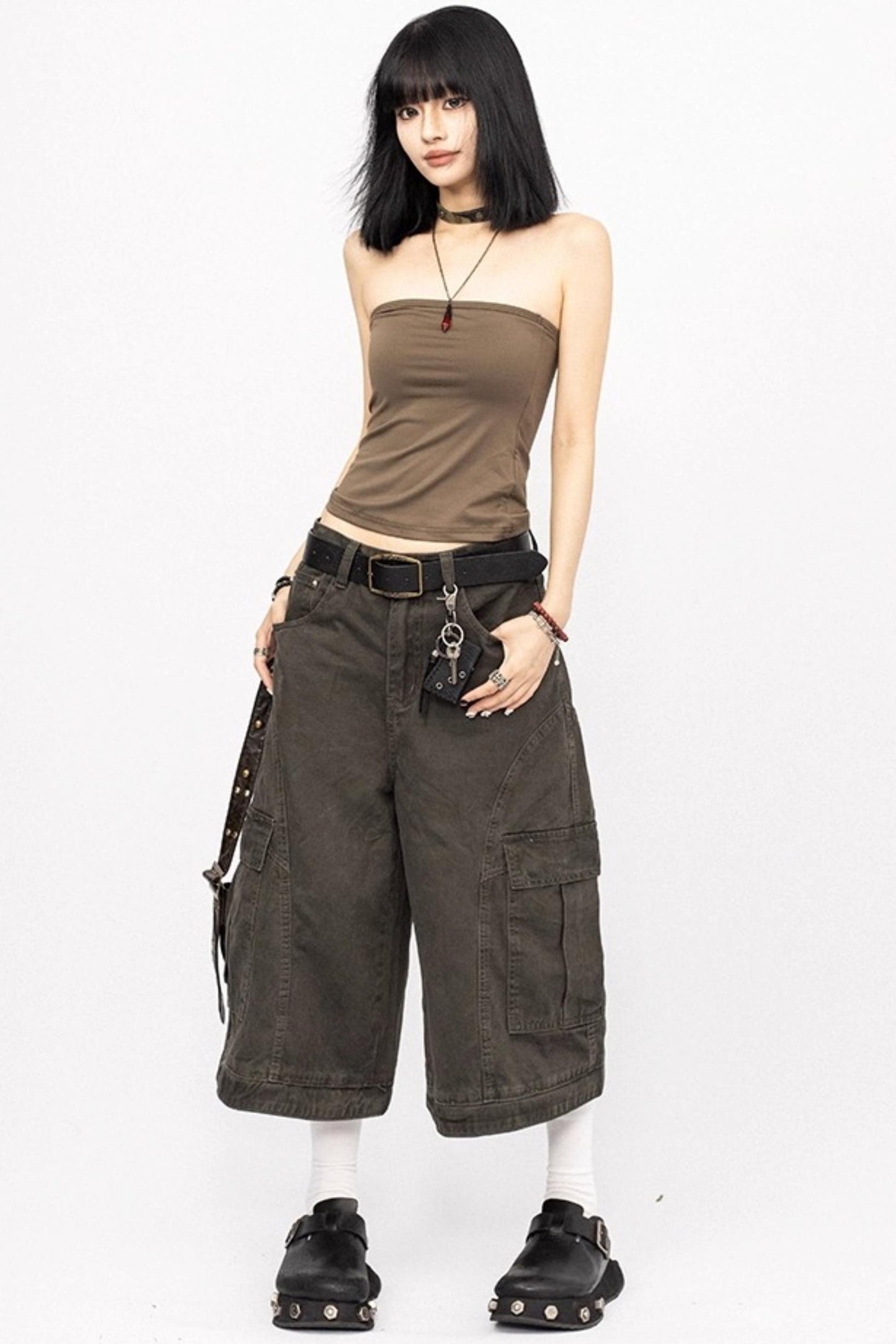 American Vintage Cargo Denim Cropped Pants