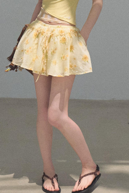 Embroidered Puffy A-Line Skirt