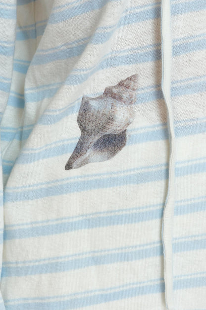 Blue Ocean Shell Starfish Lace-up Smock Shirt