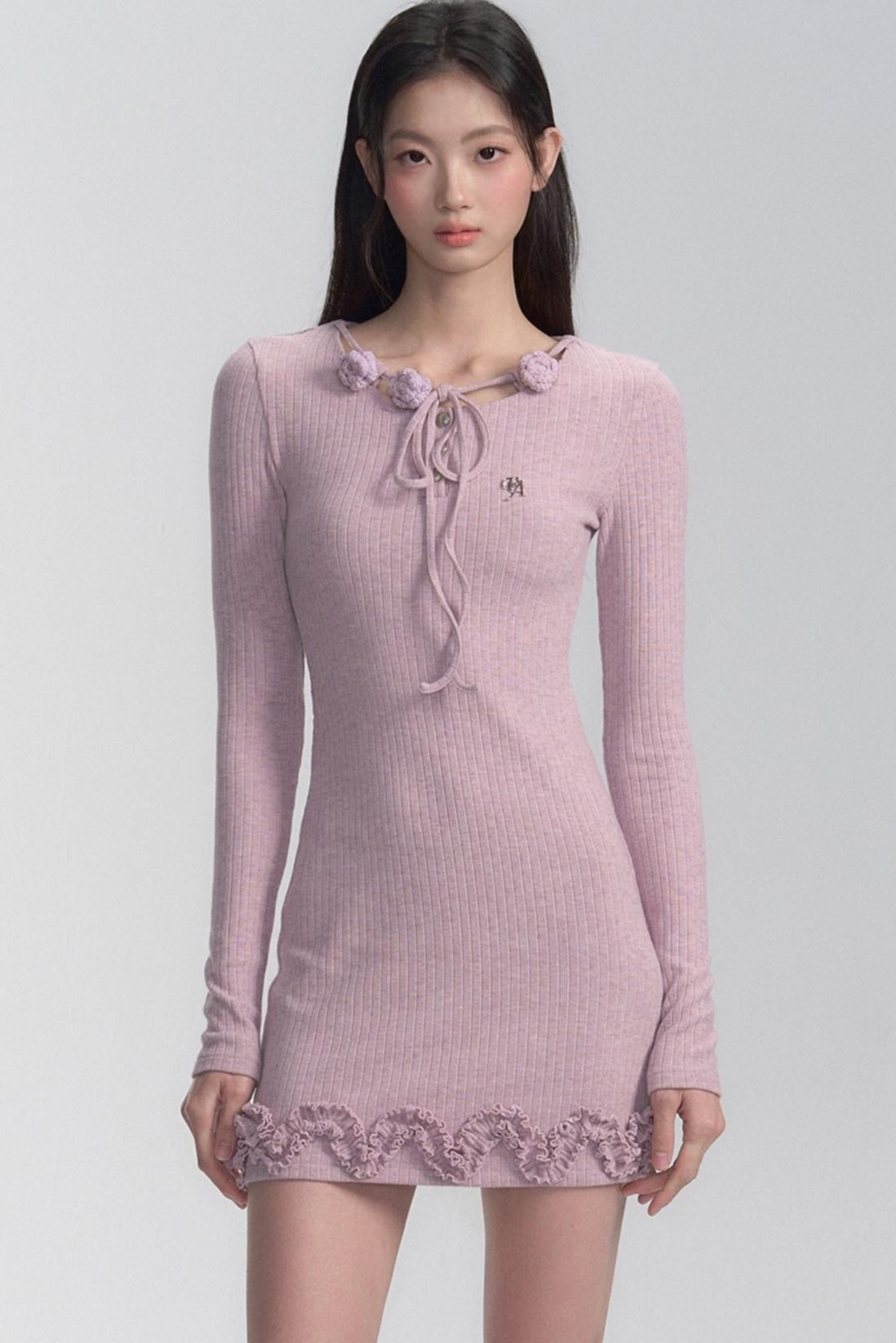 Fitted Lace-Up Knit Dress UrbanSheek Fitted Lace-Up Knit Dress UrbanSheek