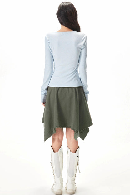 잔 골지 니트 블라우스