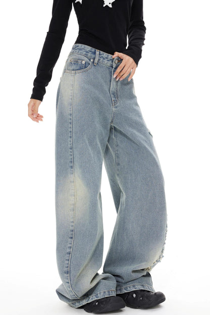 Blue Distressed Denim Pants