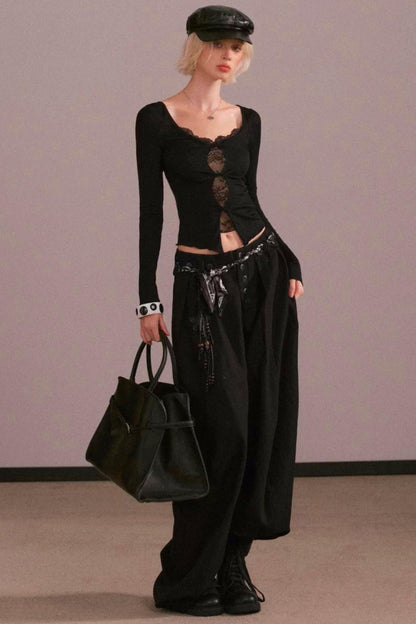 Hollow Lace Two-Piece Top