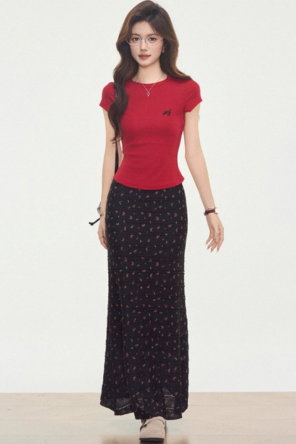 Flutter Sleeve Floral Mermaid Skirt Set-Up