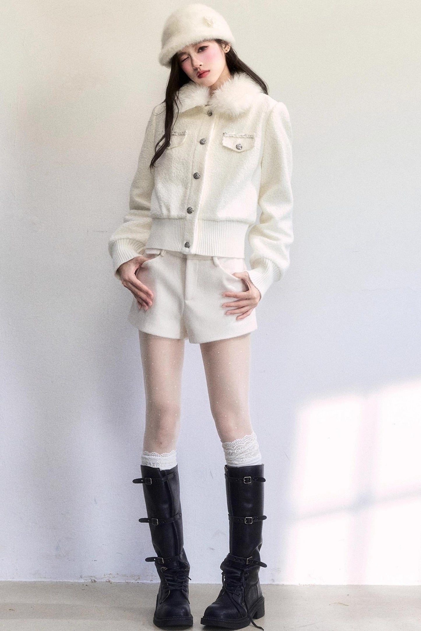 Winter Floral Beret Hat