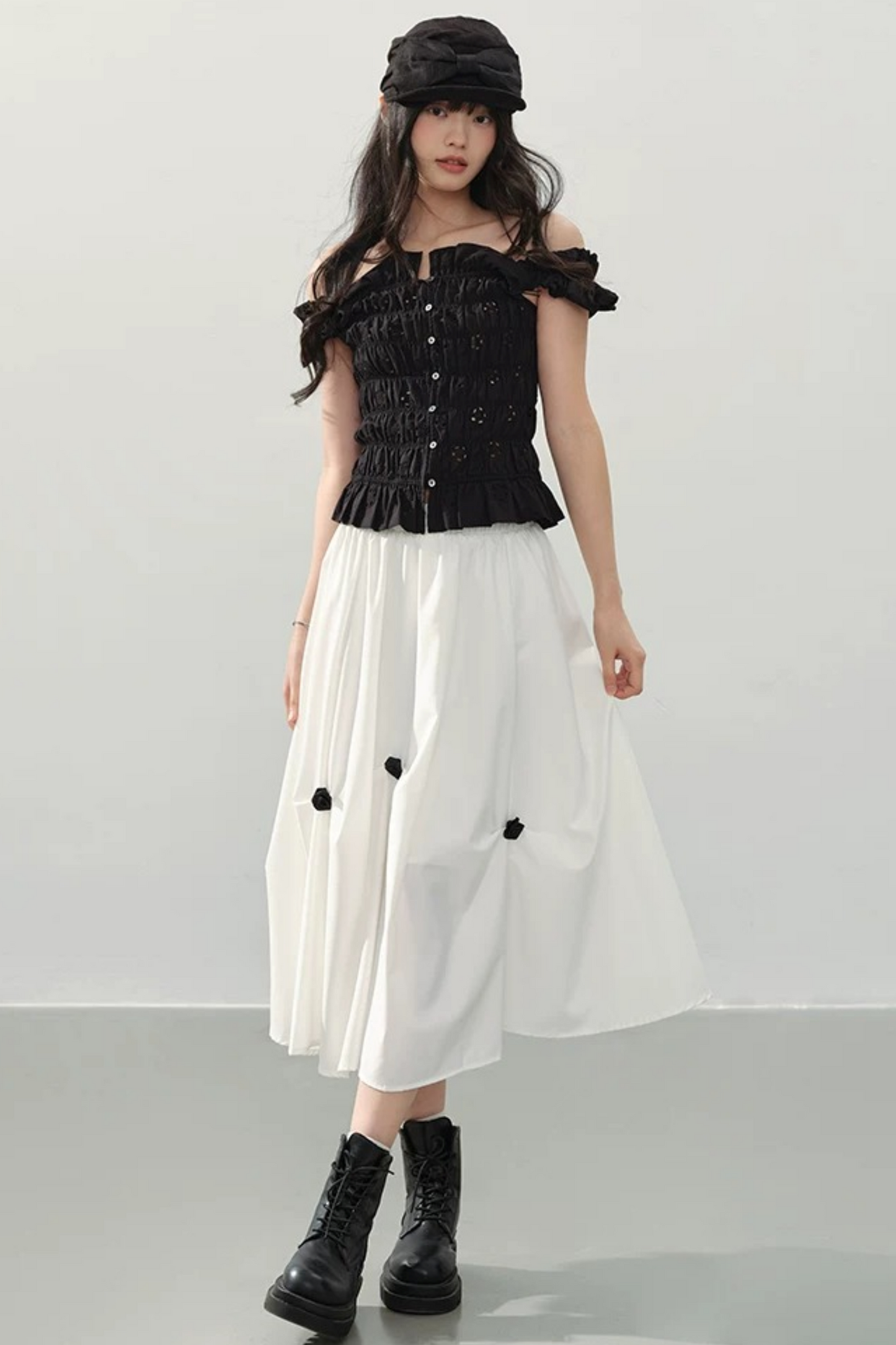 Flower Shadow Pleated Skirt