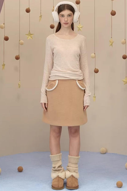 Snow Season Wool A-Line Skirt