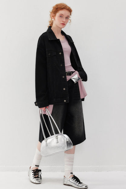 Black Wide Denim Jacket