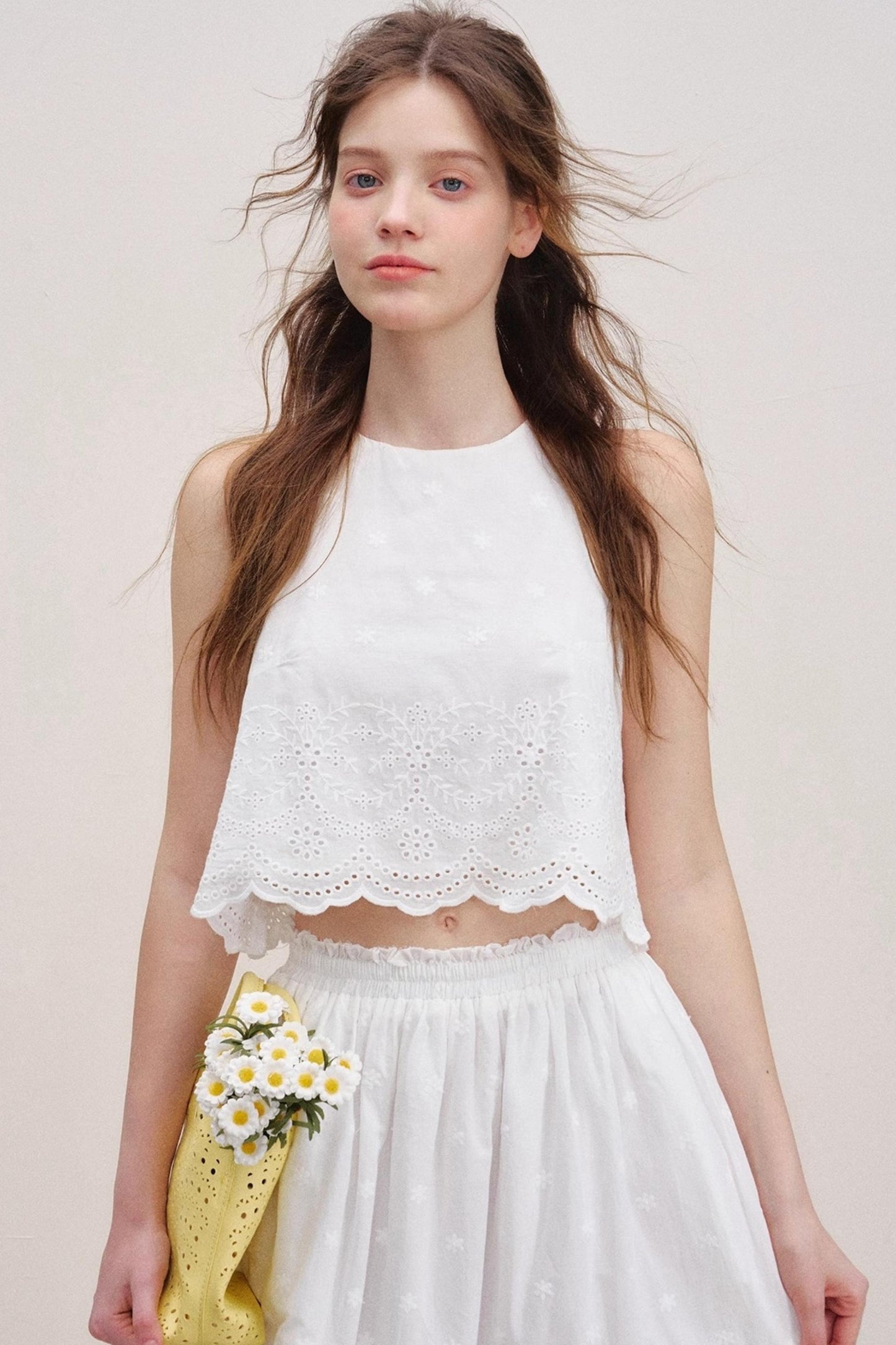 White Lace Halter Vest