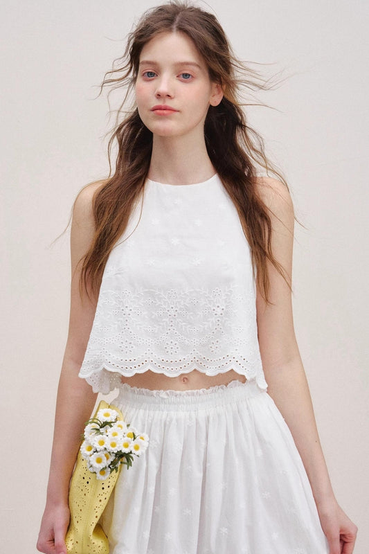 White Lace Halter Vest