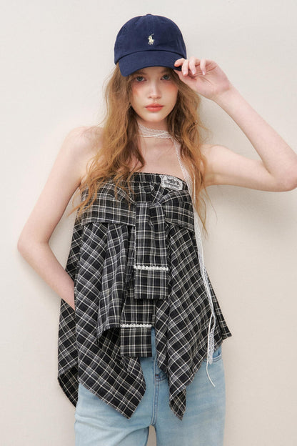 Asymmetrical Checkered Top- Skirt