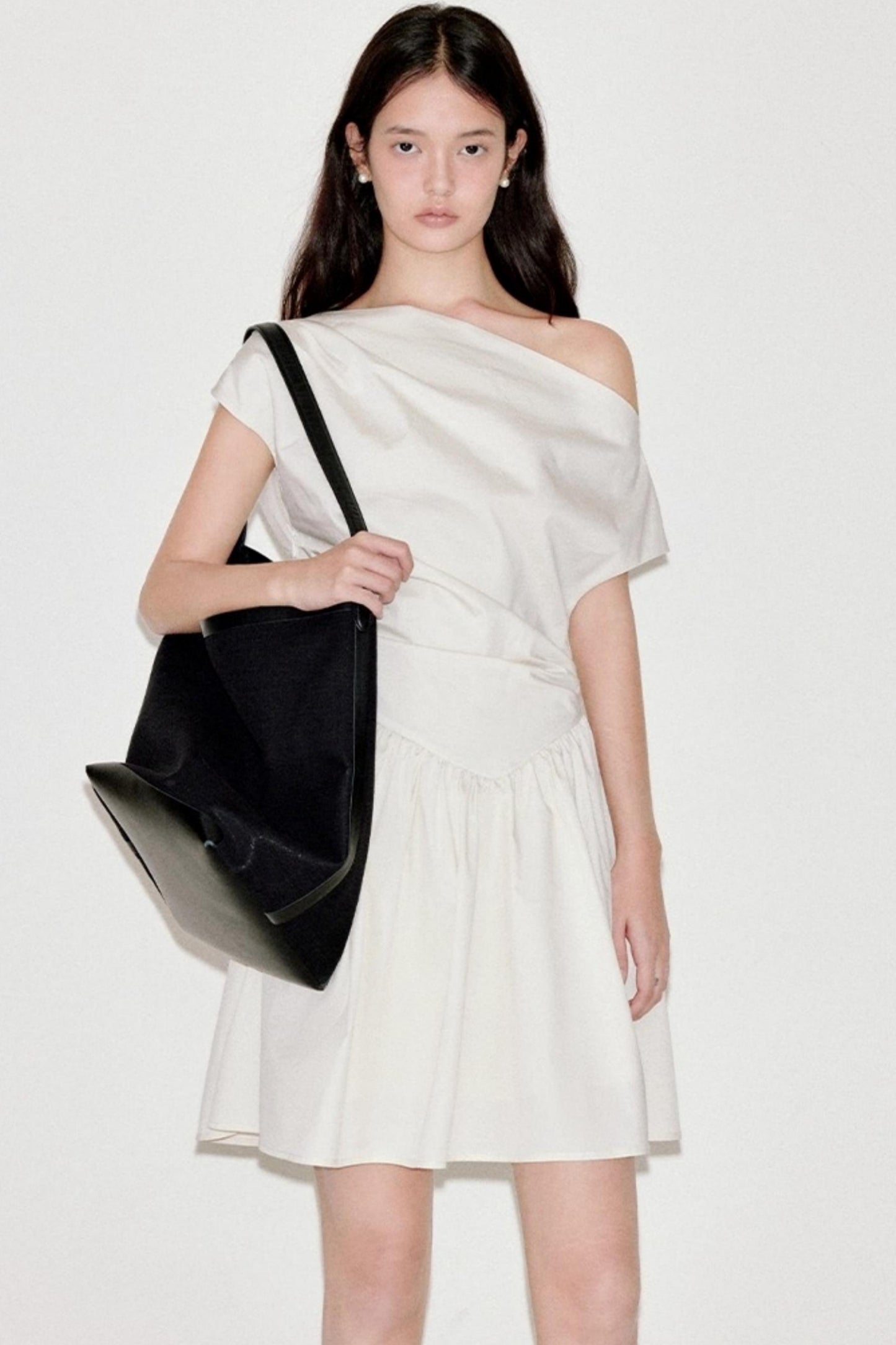 Upright Pleated Shoulder Dress