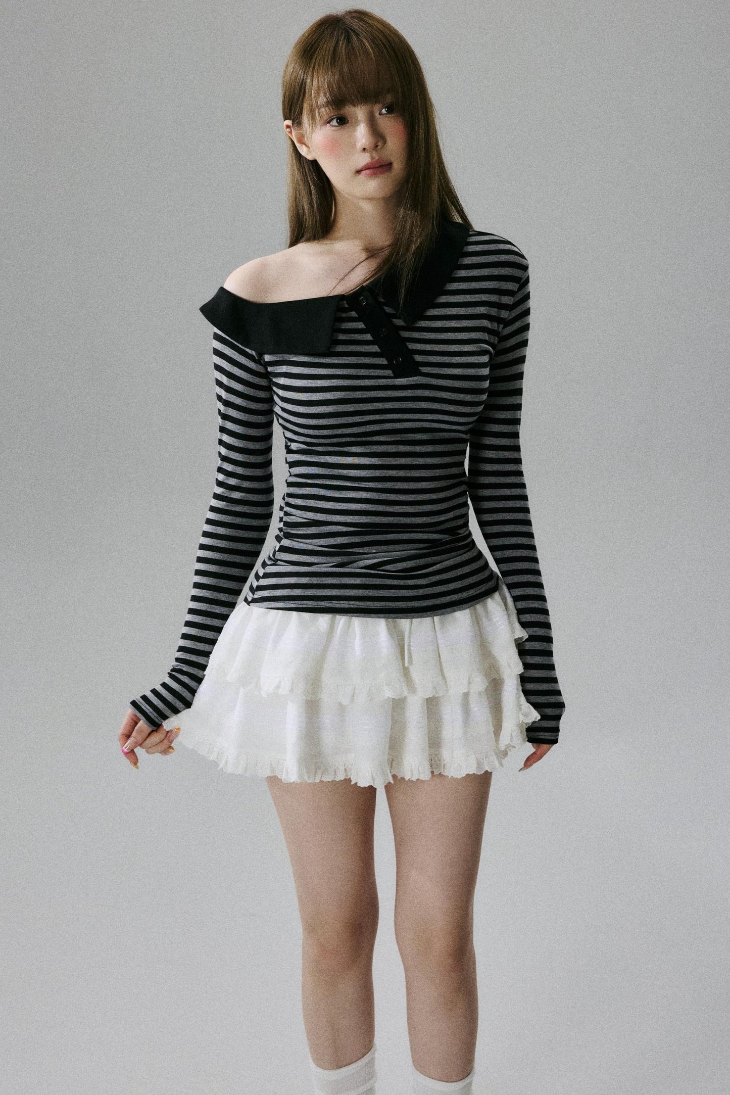 Off-Shoulder Wool Blend Top