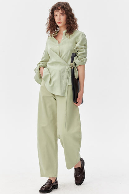 Mint Linen Shirt Pants Set-Up