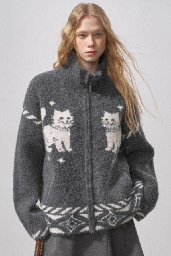 Star Kitty Jacquard Cardigan