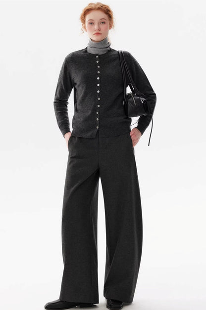 Gray Woolen Drape Trousers