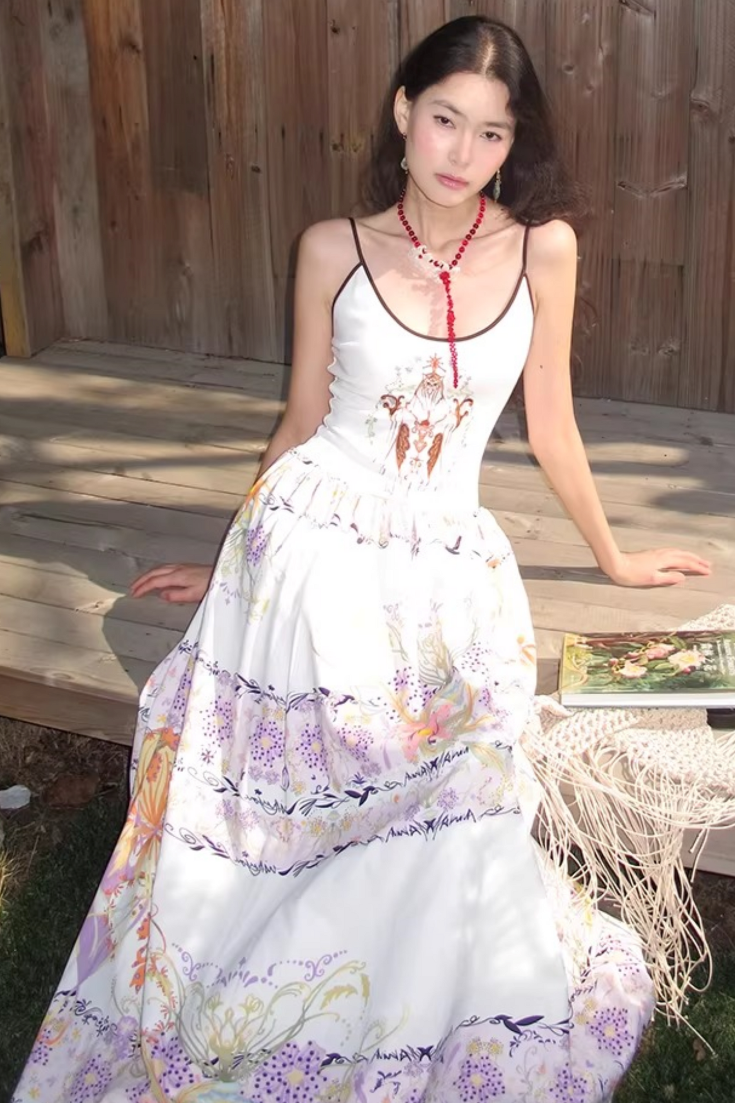 Violet Embroidered Suspender Dress