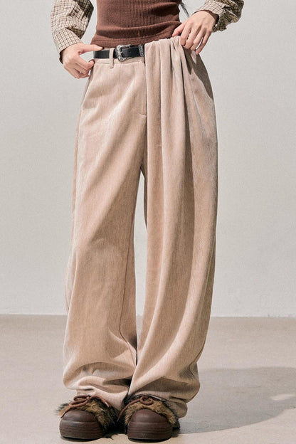 Fleece-Lined Wide-Leg Pants