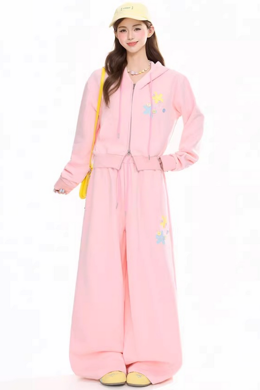 Ensemble veste zippée imprimée énergique