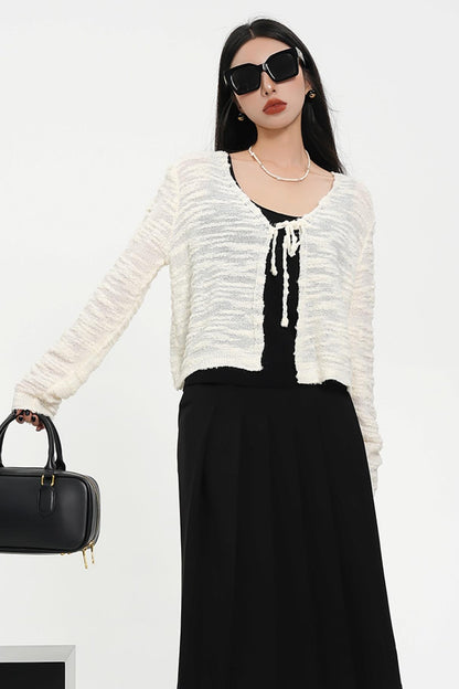 Niche Cropped Knit Cardigan