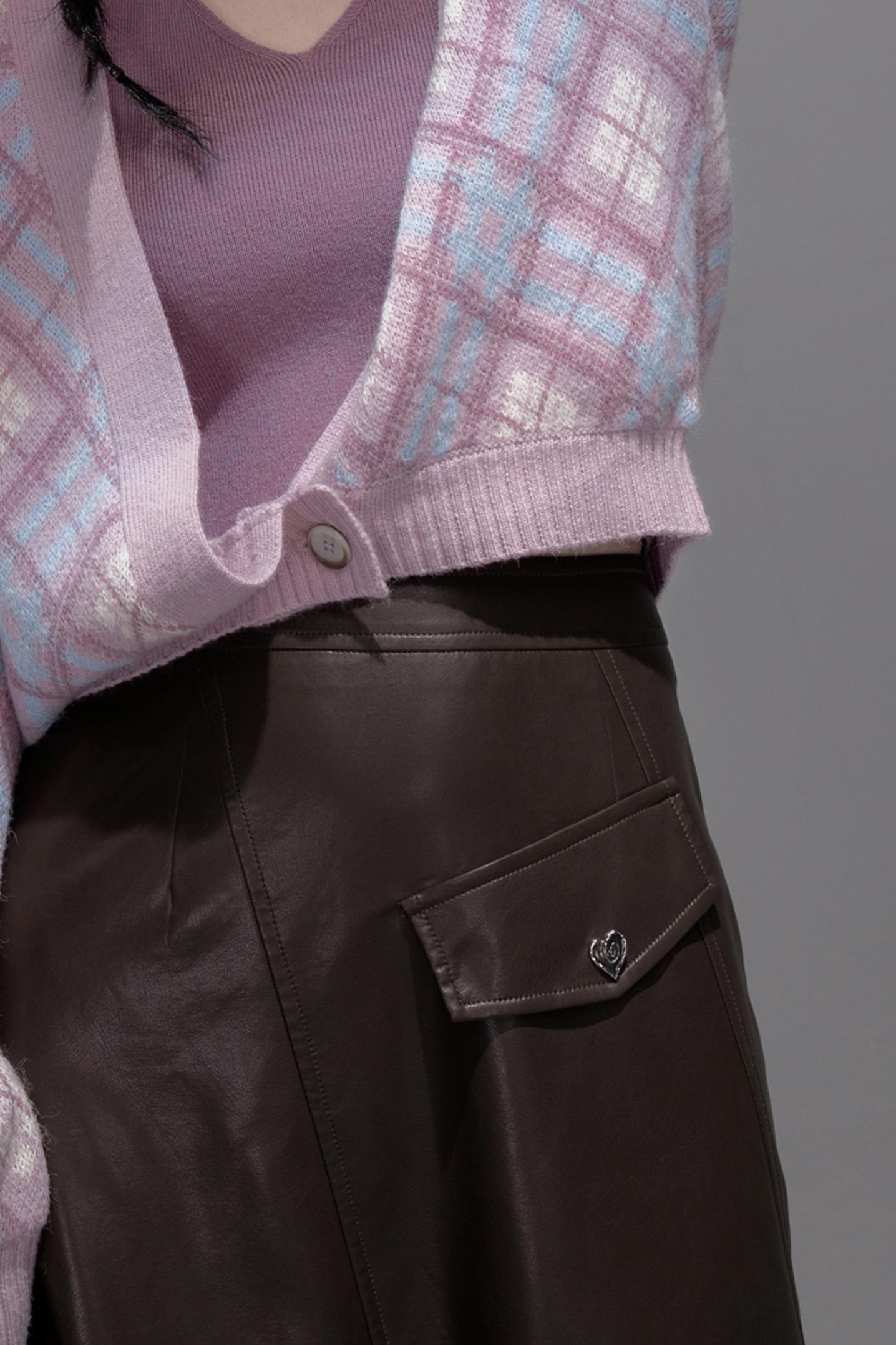 Rich Brown Leather Skirt