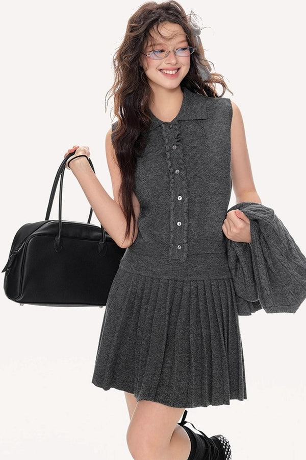 Fall Knitted Skirt Top Set-Up