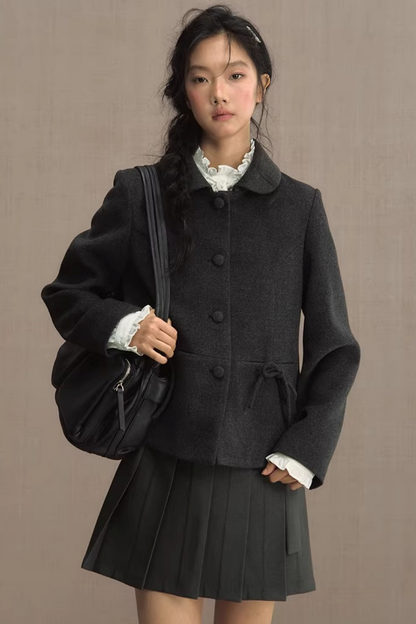 Retro Woolen Doll Collar Blazer