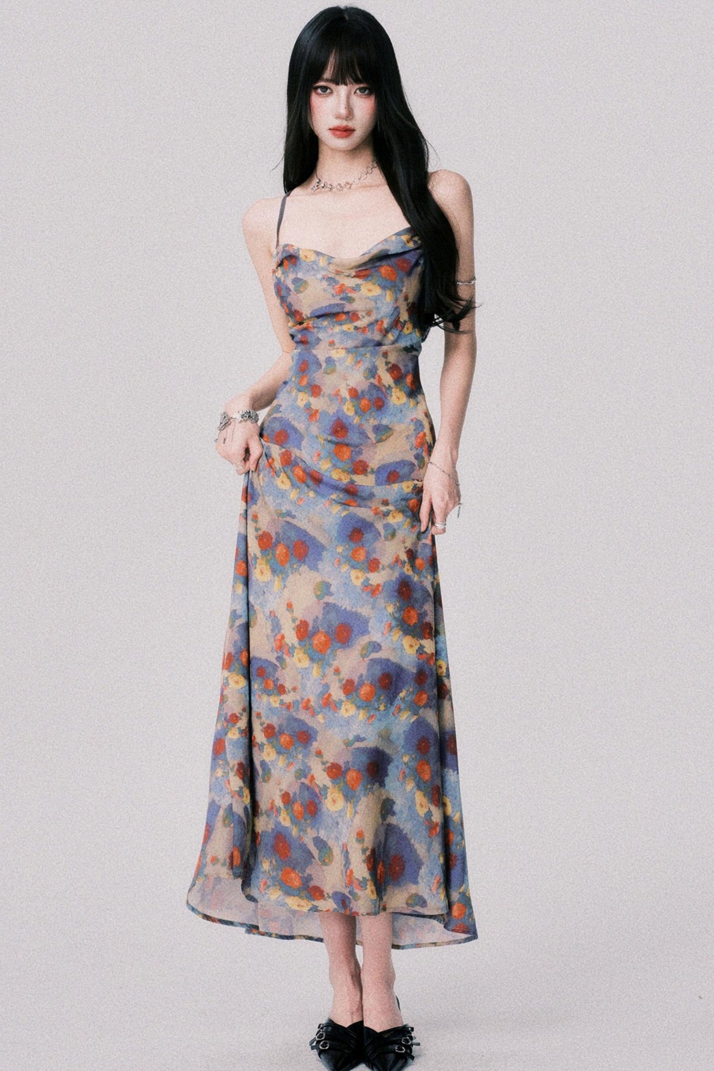 French Garden Halter Swing Dress