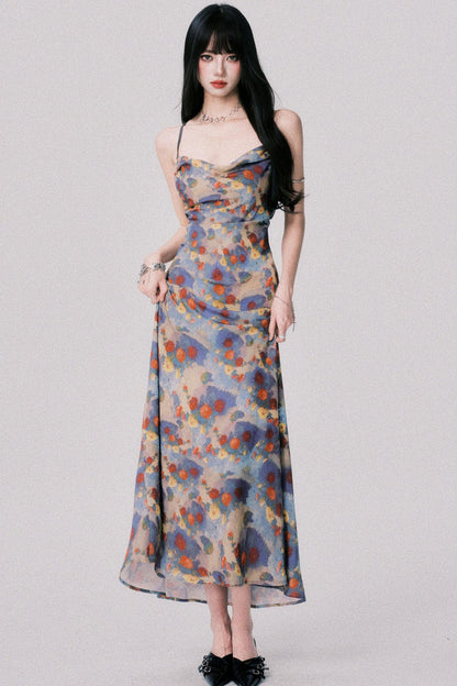 French Garden Halter Swing Dress