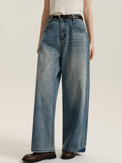 Light Blue Washed Wide-Leg Jeans