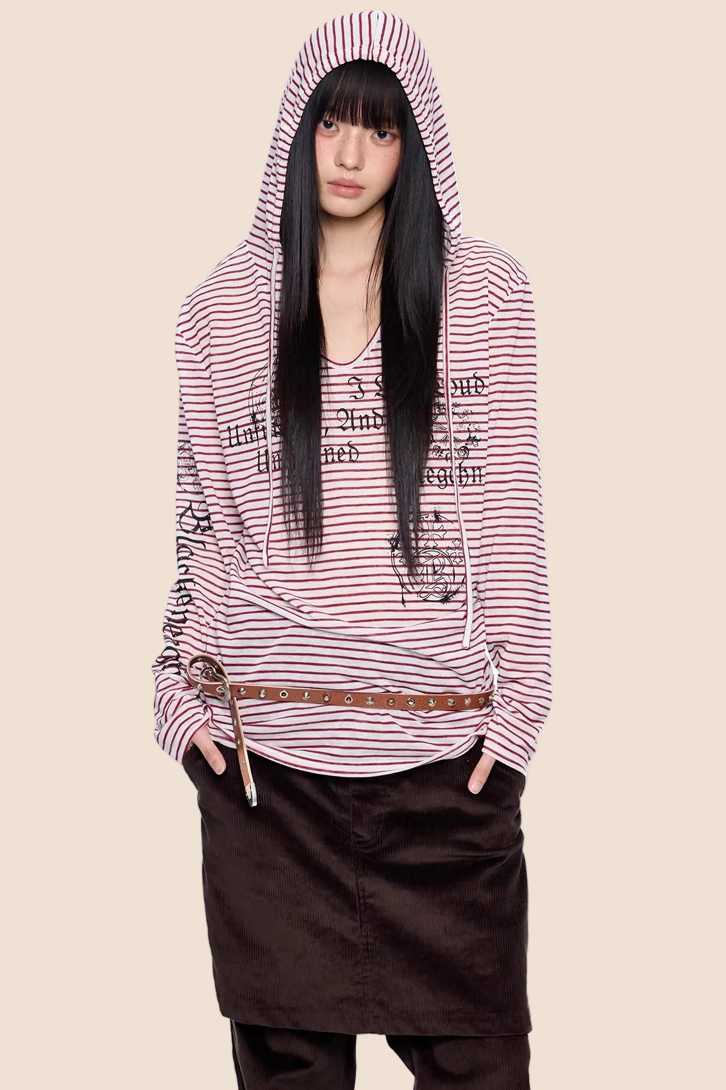 Striped Hooded Retro T-Shirt