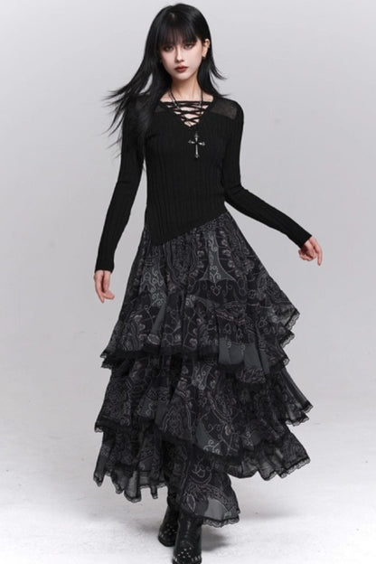 Black Irregular Skirt