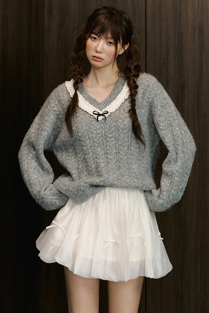 Chic V-Neck Knit Sweater