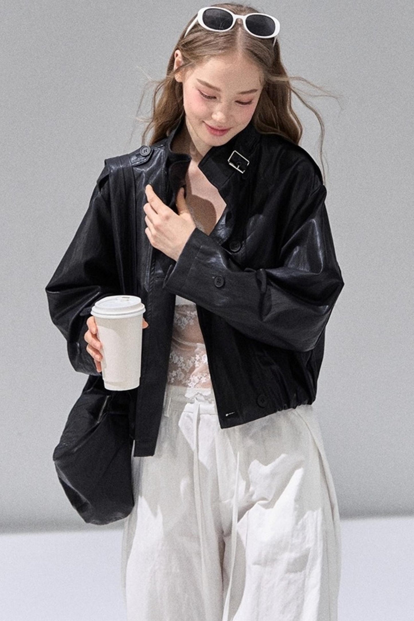 Black Leather Short Jacket