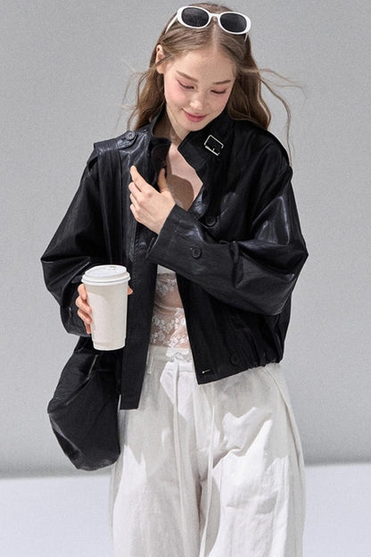 Black Leather Short Jacket