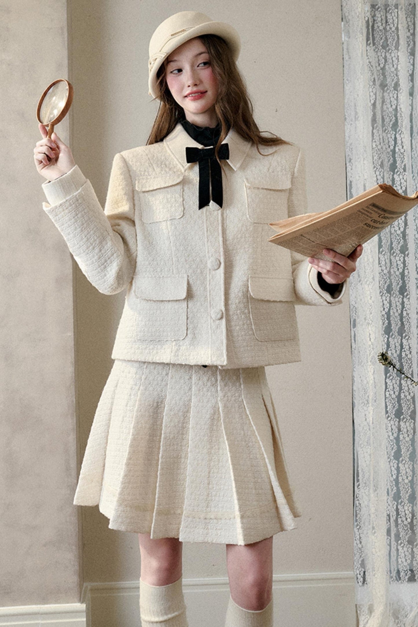 Natural Wool Reading Time Coat Set-Up