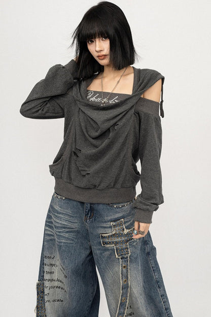 Autumn Swing Loose Gray Top