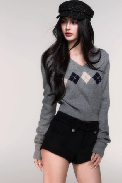Collegiate Knit V-Neck Cardigan