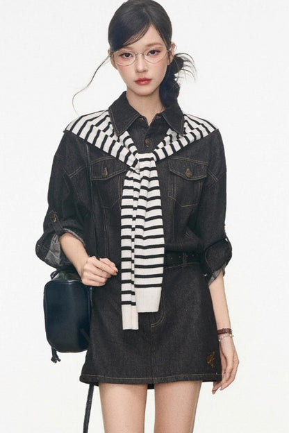 Volume Shoulder Long Shirt Set-Up