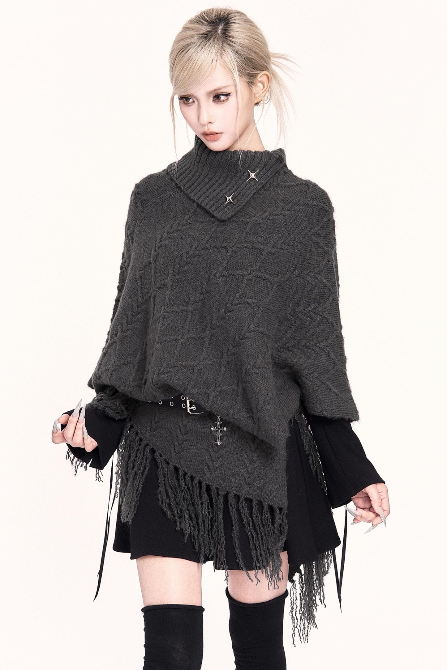 Vintage High Neck Cape Sweater