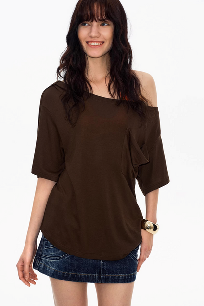 오프숄더 비대칭 탑