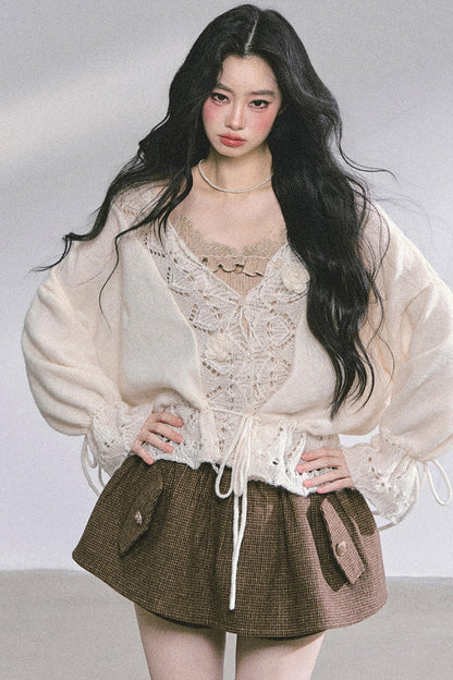 Korean Knit Cardigan & Top Set-Up