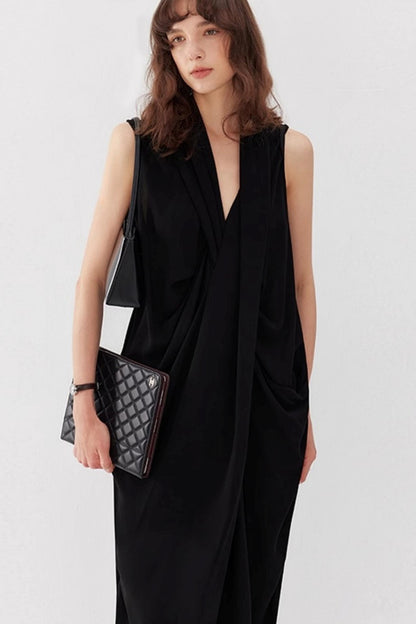 Twisted V-Neck Sleeveless Maxi Dress