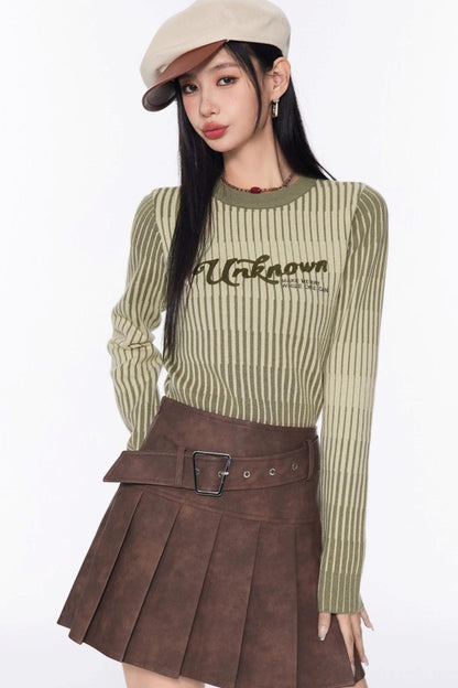 Stripe Slimming Knit Top