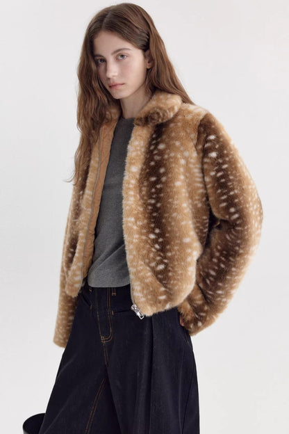 Caramel Brown Deer Pattern Coat