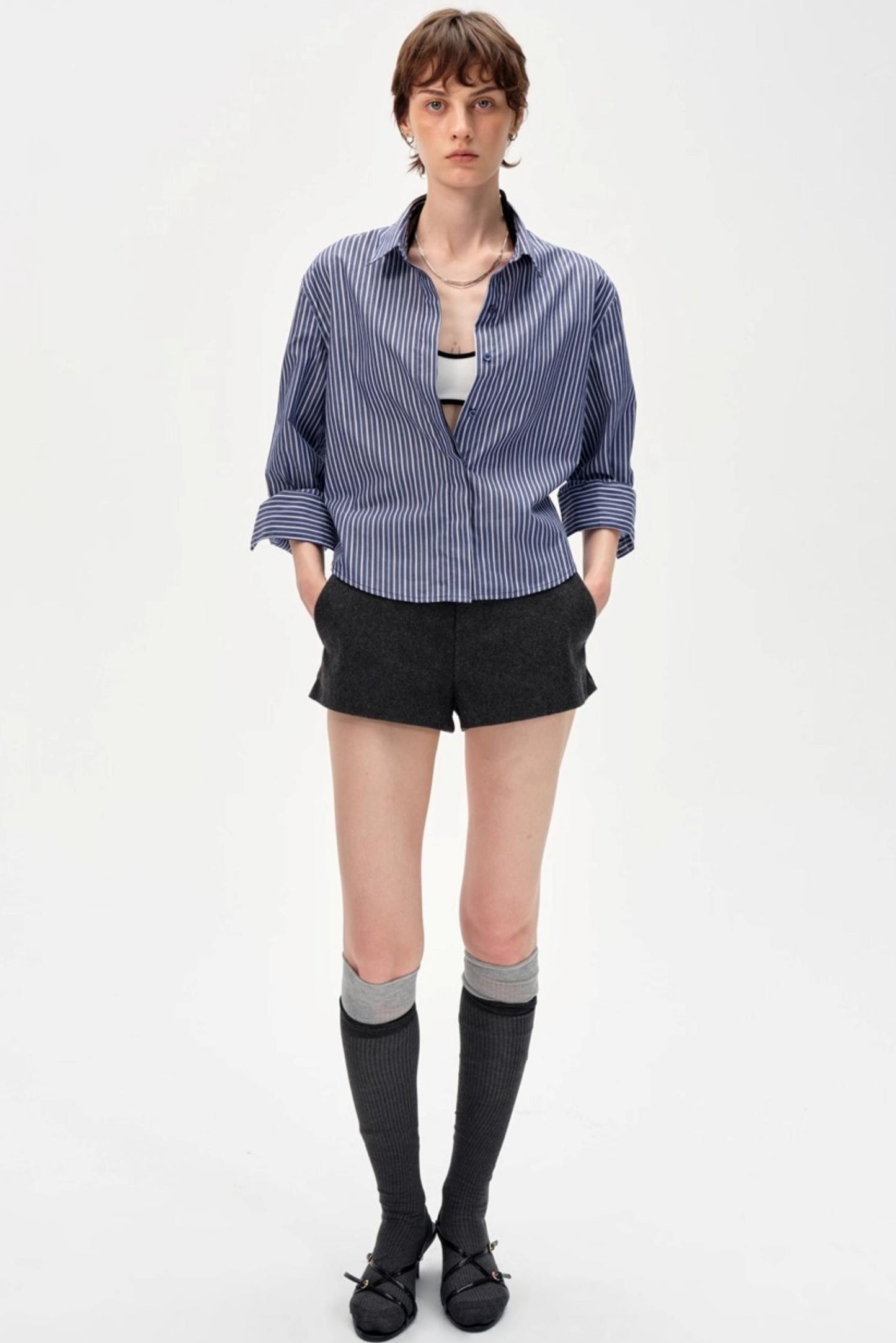 Blue and White Striped Shirt