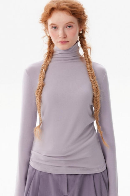 Tencel Wool Seamless Turtleneck Sweater